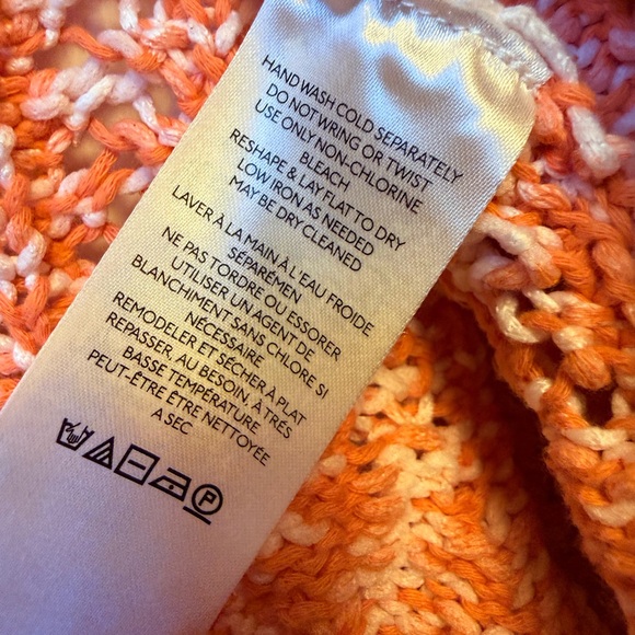 FREE PEOPLE 3/4 Length Sleeve Cardigan Sweater orange/cream-XS - Picture 9 of 9